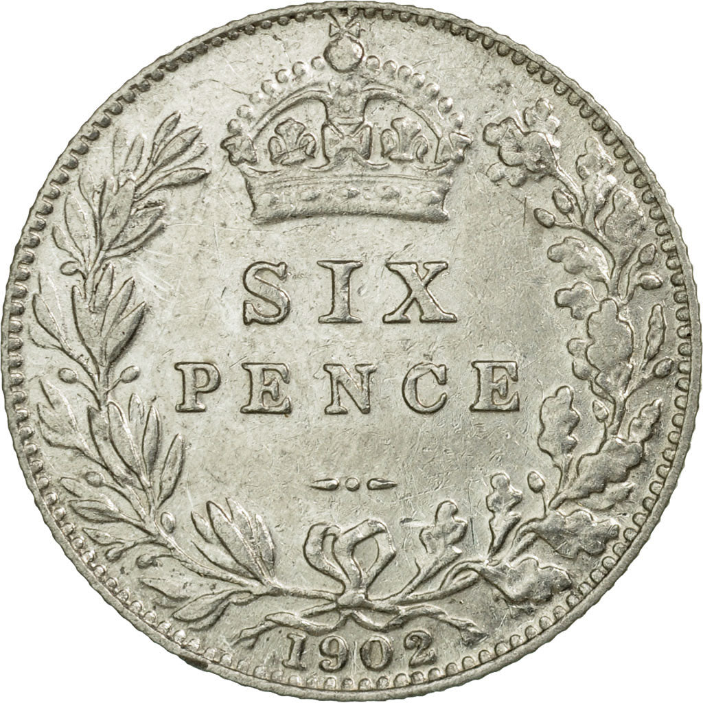Coin, Great Britain, Edward VII, 6 Pence, 1902, EF(40-45), Silver, KM:799