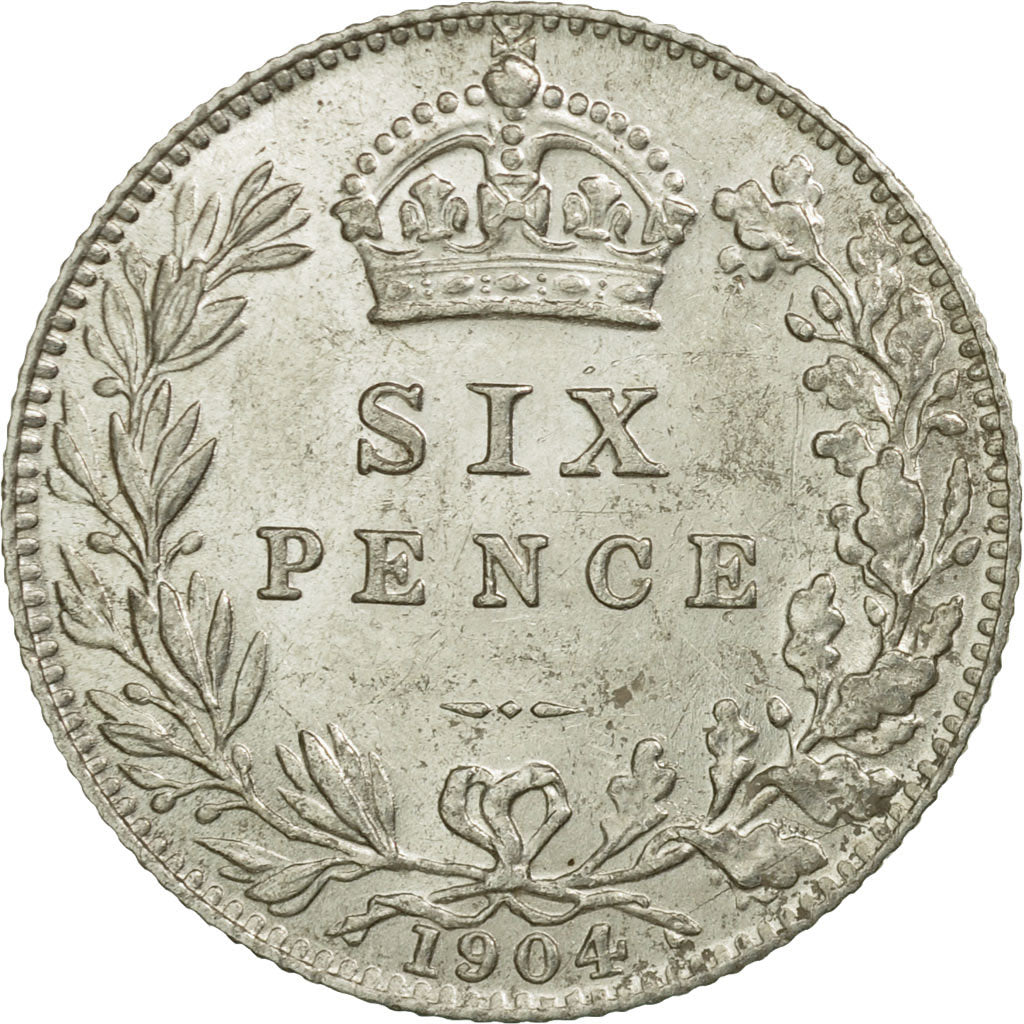 Coin, Great Britain, Edward VII, 6 Pence, 1904, EF(40-45), Silver, KM:799
