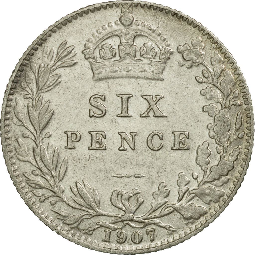 Coin, Great Britain, Edward VII, 6 Pence, 1907, EF(40-45), Silver, KM:799