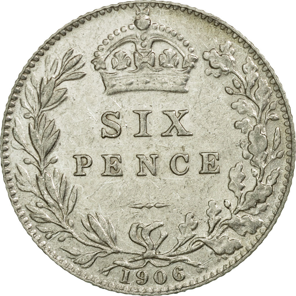 Coin, Great Britain, Edward VII, 6 Pence, 1906, EF(40-45), Silver, KM:799