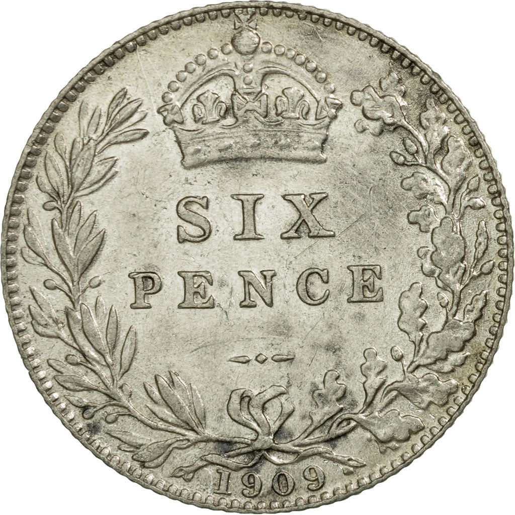 Coin, Great Britain, Edward VII, 6 Pence, 1909, EF(40-45), Silver, KM:799