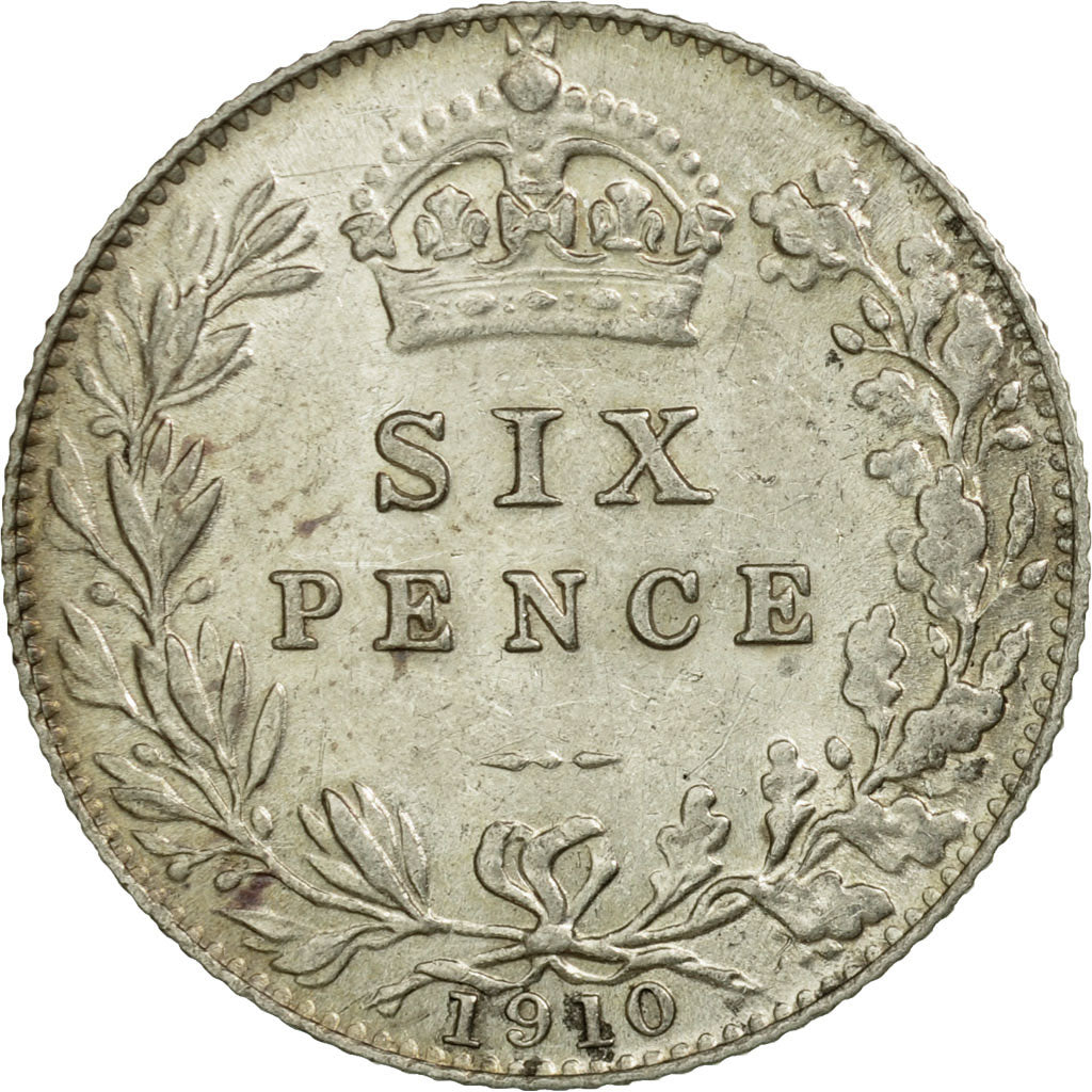 Coin, Great Britain, Edward VII, 6 Pence, 1910, EF(40-45), Silver, KM:799