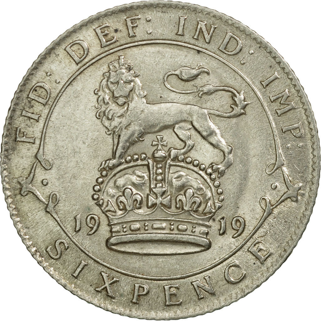 Coin, Great Britain, George V, 6 Pence, 1919, EF(40-45), Silver, KM:815