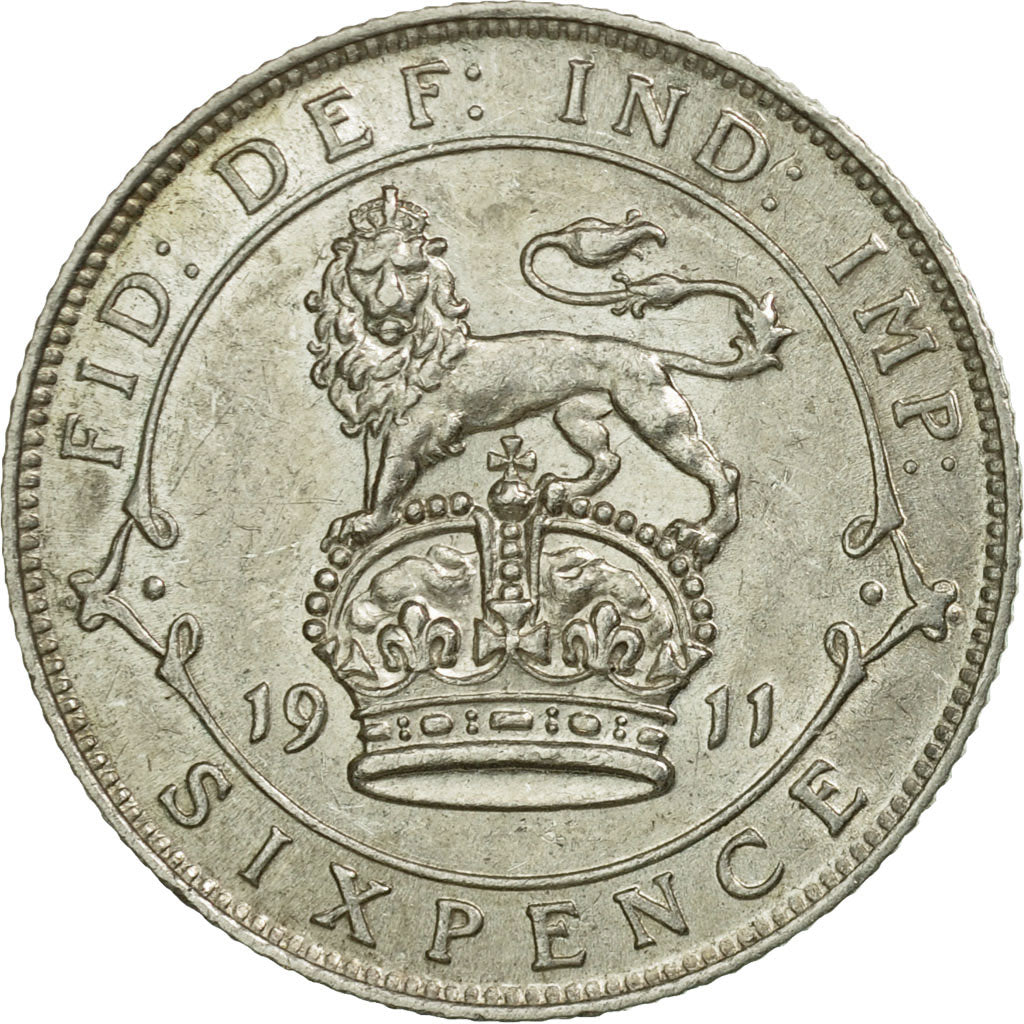 Coin, Great Britain, George V, 6 Pence, 1911, EF(40-45), Silver, KM:815