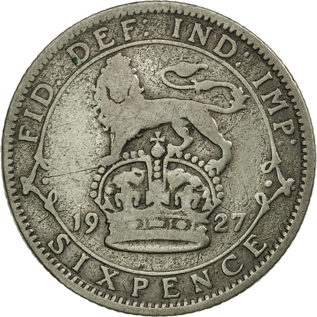 Coin, Great Britain, George V, 6 Pence, 1927, VF(30-35), Silver, KM:828