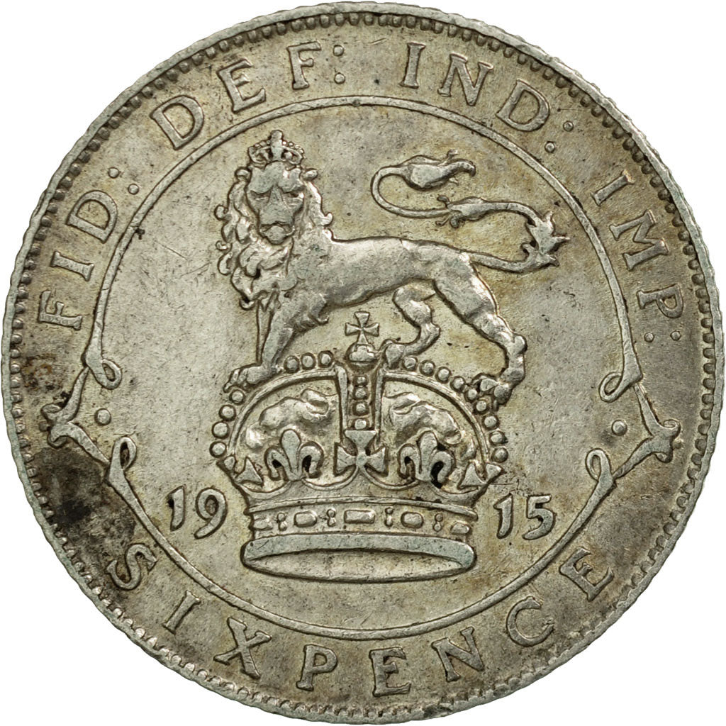 Coin, Great Britain, George V, 6 Pence, 1915, EF(40-45), Silver, KM:815