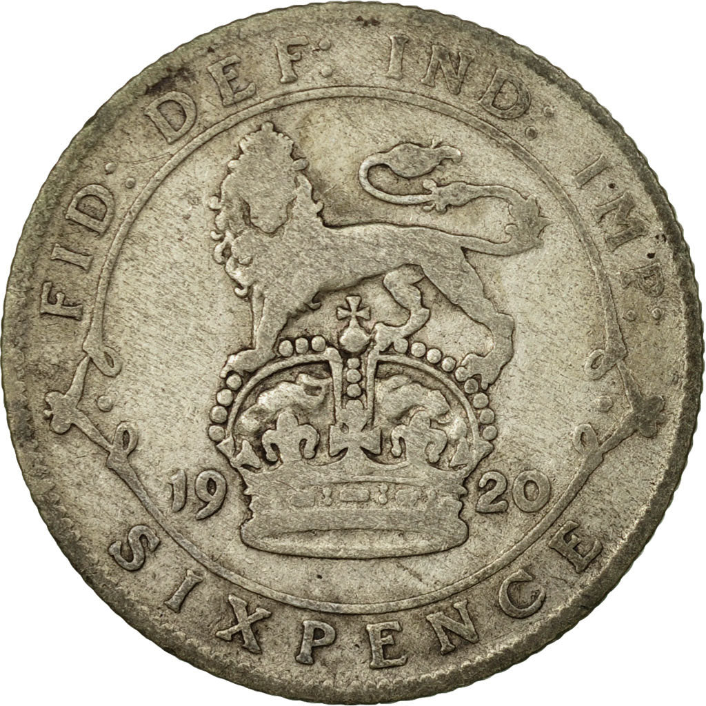 Coin, Great Britain, George V, 6 Pence, 1920, VF(30-35), Silver, KM:815