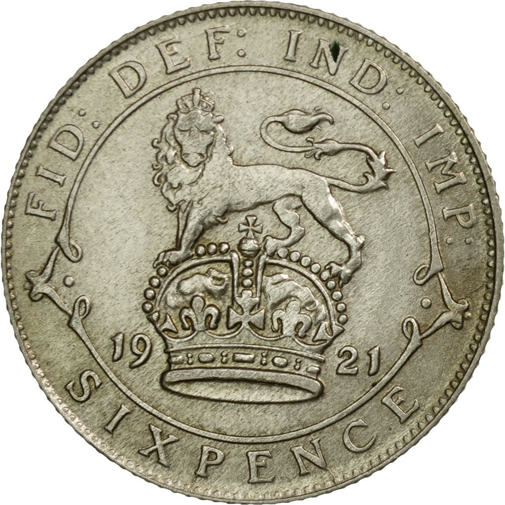 Coin, Great Britain, George V, 6 Pence, 1921, EF(40-45), Silver, KM:815a.1