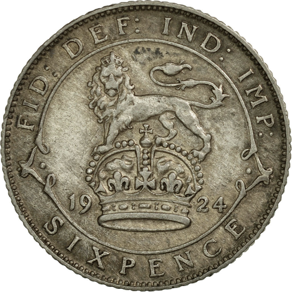 Coin, Great Britain, George V, 6 Pence, 1924, EF(40-45), Silver, KM:815a.1