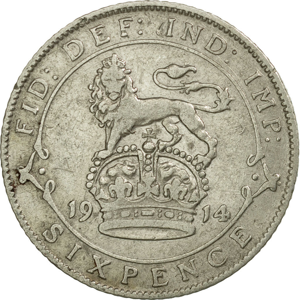 Coin, Great Britain, George V, 6 Pence, 1914, EF(40-45), Silver, KM:815