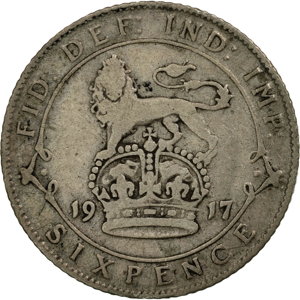 Coin, Great Britain, George V, 6 Pence, 1917, VF(20-25), Silver, KM:815