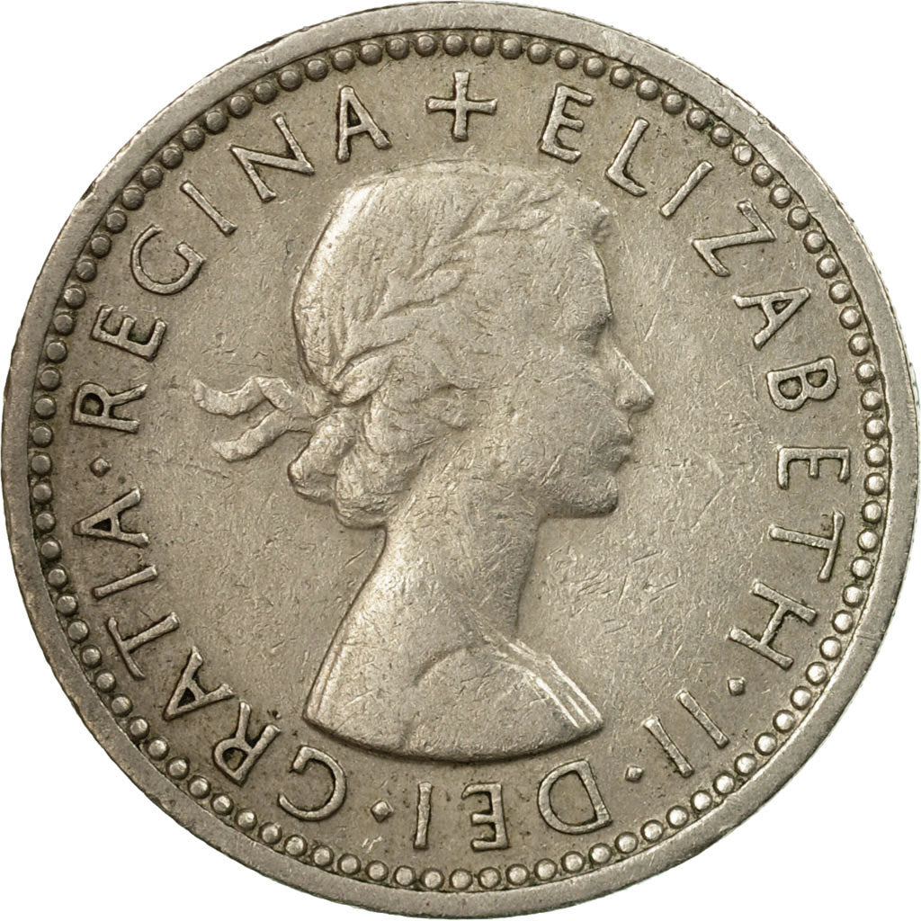 Coin, Great Britain, Elizabeth II, 6 Pence, 1964, VF(30-35), Copper-nickel