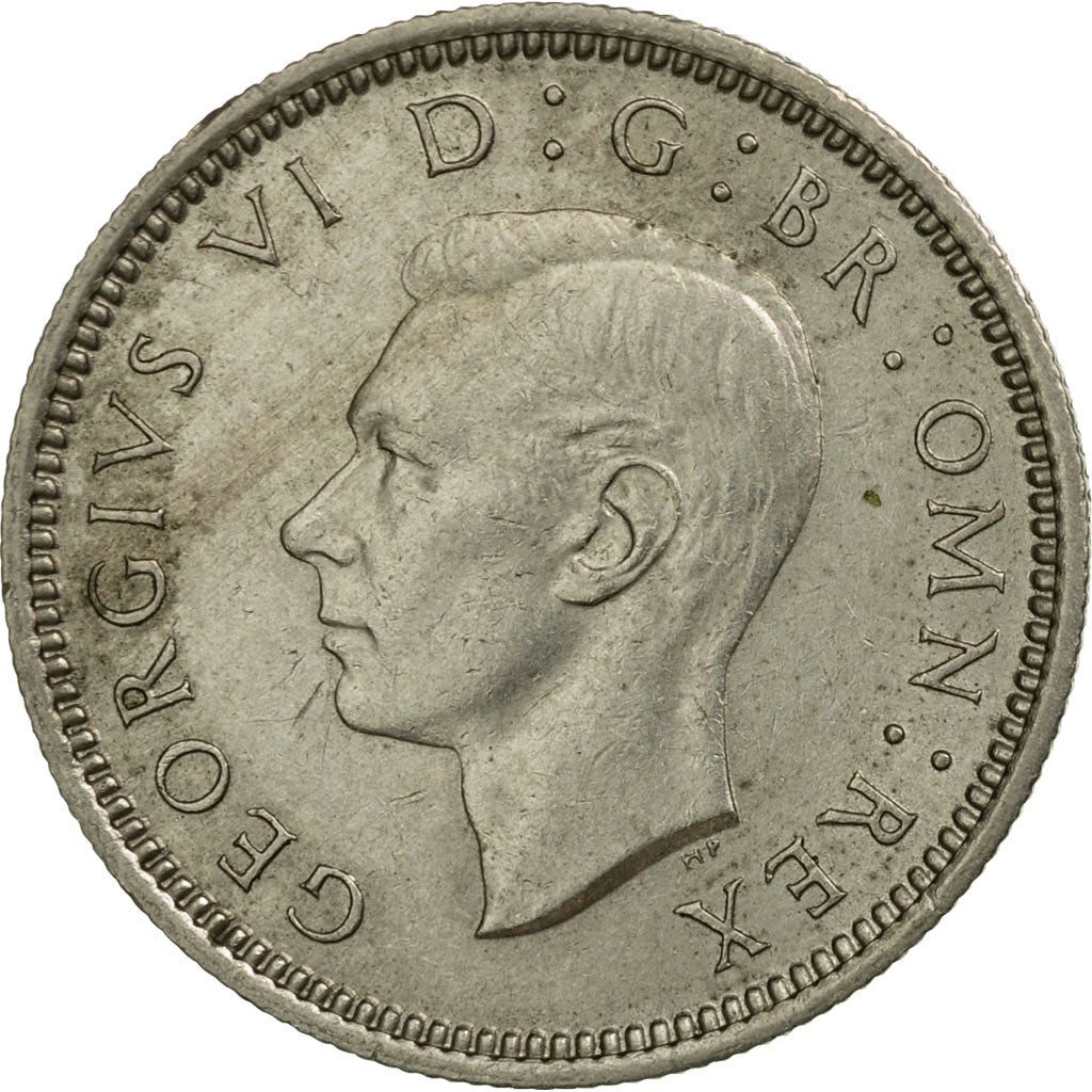 Coin, Great Britain, George VI, 6 Pence, 1950, AU(55-58), Copper-nickel, KM:875