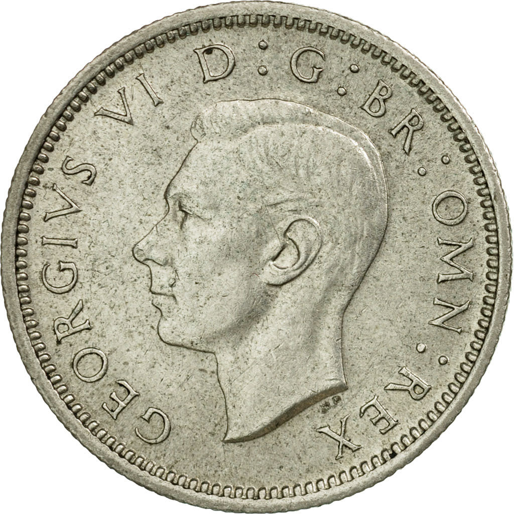 Coin, Great Britain, George VI, 6 Pence, 1946, AU(55-58), Silver, KM:852