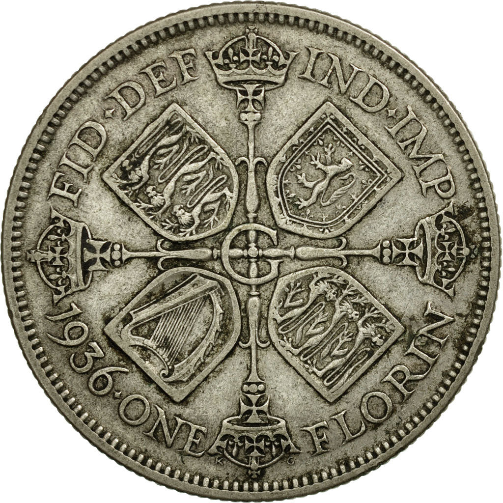 Coin, Great Britain, George V, Florin, Two Shillings, 1936, EF(40-45), Silver