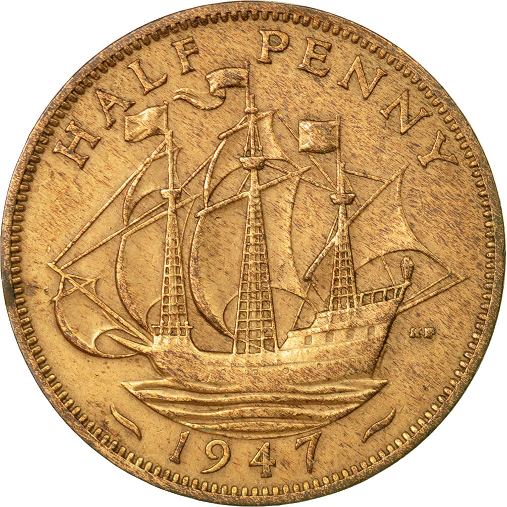 Coin, Great Britain, George VI, 1/2 Penny, 1947, EF(40-45), Bronze, KM:844