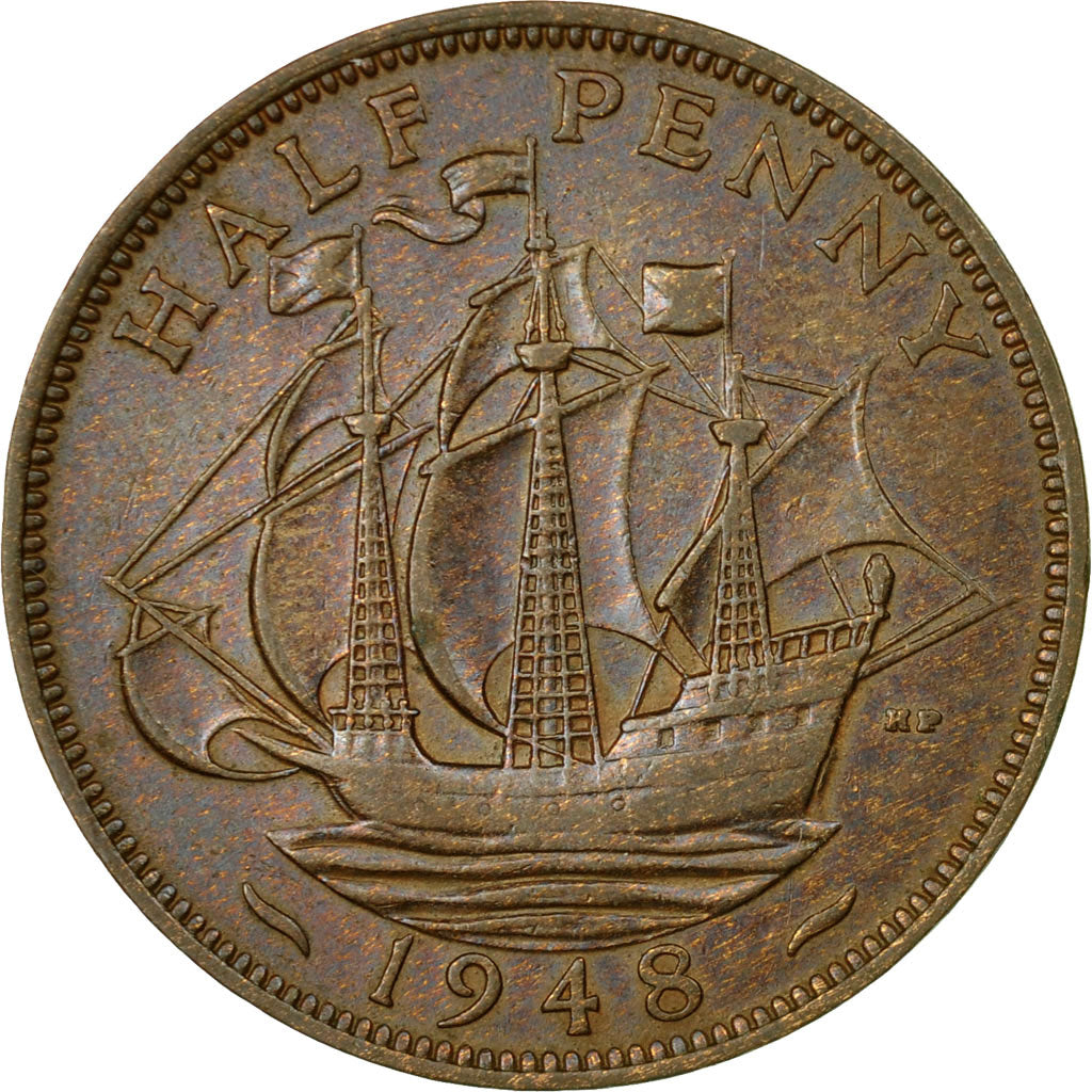 Coin, Great Britain, George VI, 1/2 Penny, 1948, EF(40-45), Bronze, KM:844