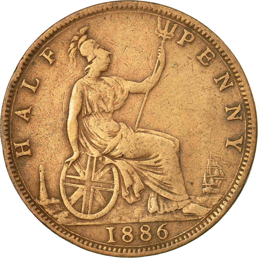 Coin, Great Britain, Victoria, 1/2 Penny, 1886, EF(40-45), Bronze, KM:754