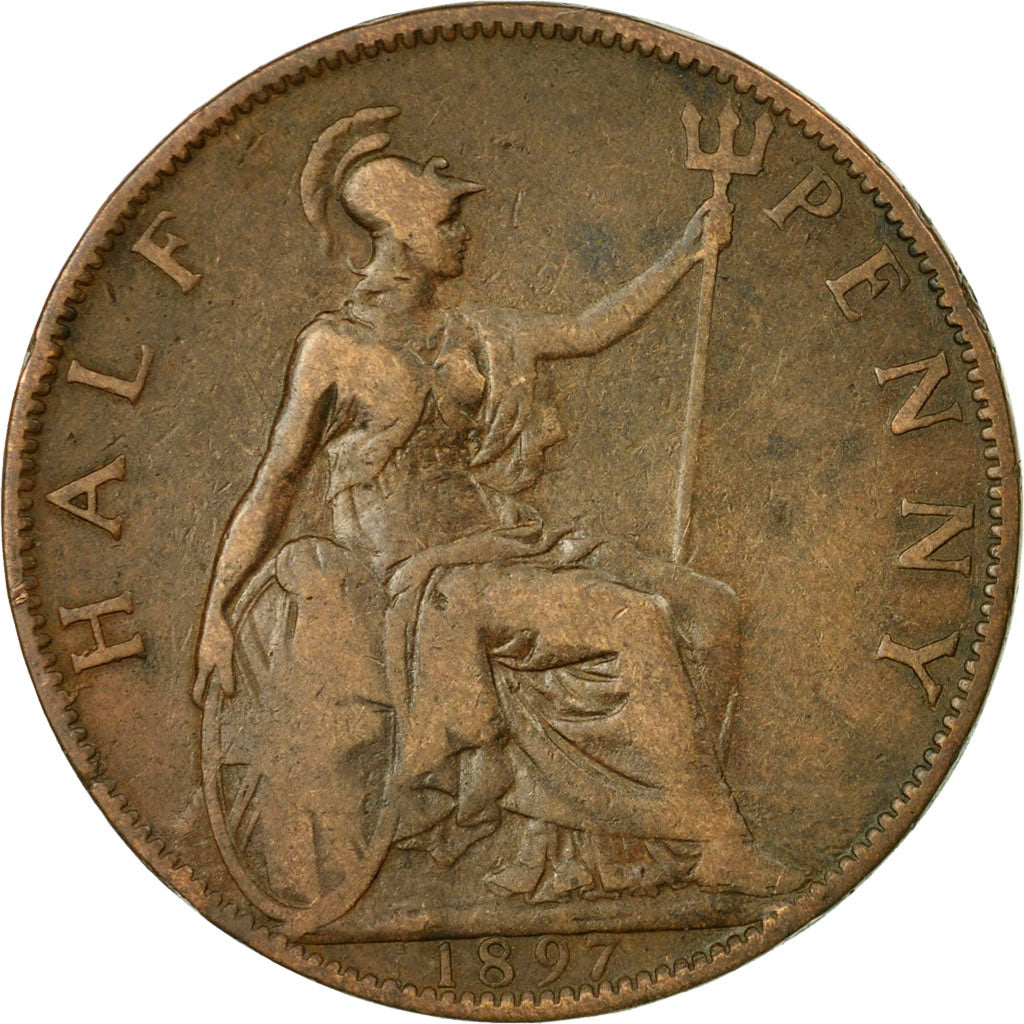 Coin, Great Britain, Victoria, 1/2 Penny, 1897, EF(40-45), Bronze, KM:789