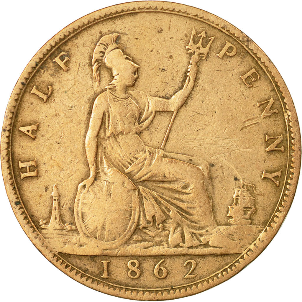 Monnaie, Grande-Bretagne, Victoria, 1/2 Penny, 1862, TTB, Bronze, KM:748.2