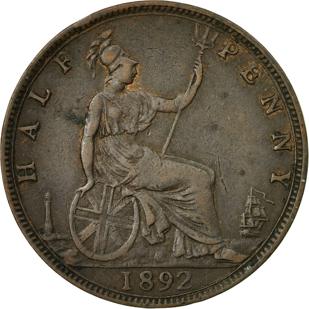 Coin, Great Britain, Victoria, 1/2 Penny, 1892, EF(40-45), Bronze, KM:754