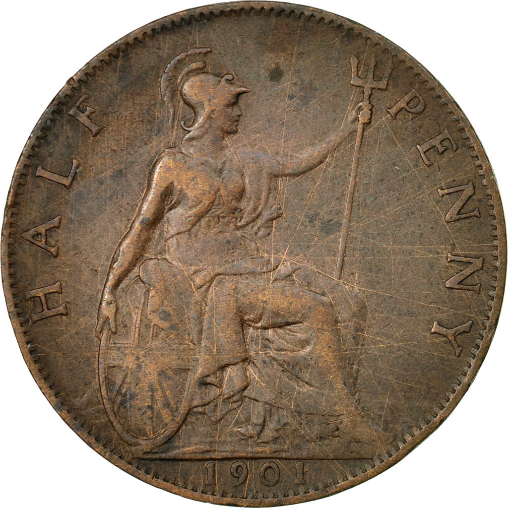 Coin, Great Britain, Victoria, 1/2 Penny, 1901, EF(40-45), Bronze, KM:789