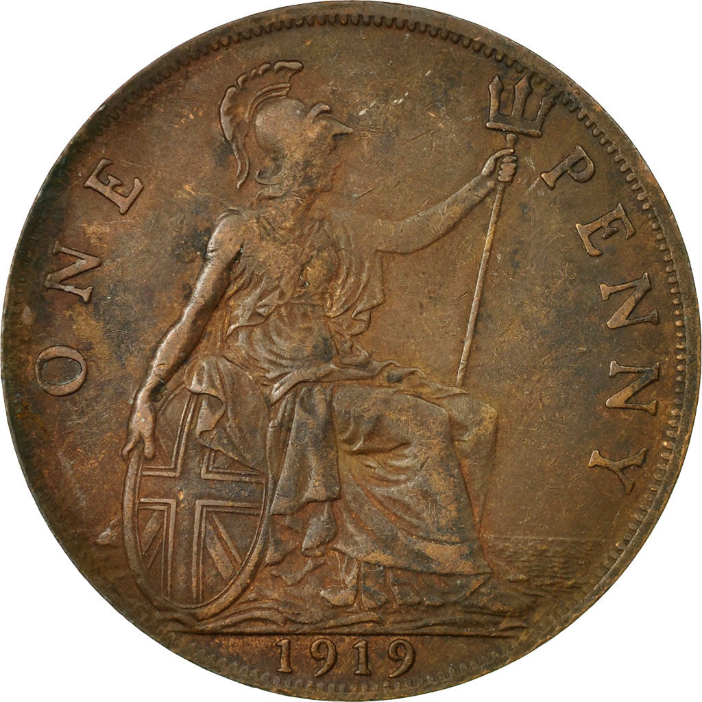 Coin, Great Britain, George V, Penny, 1919, EF(40-45), Bronze, KM:810