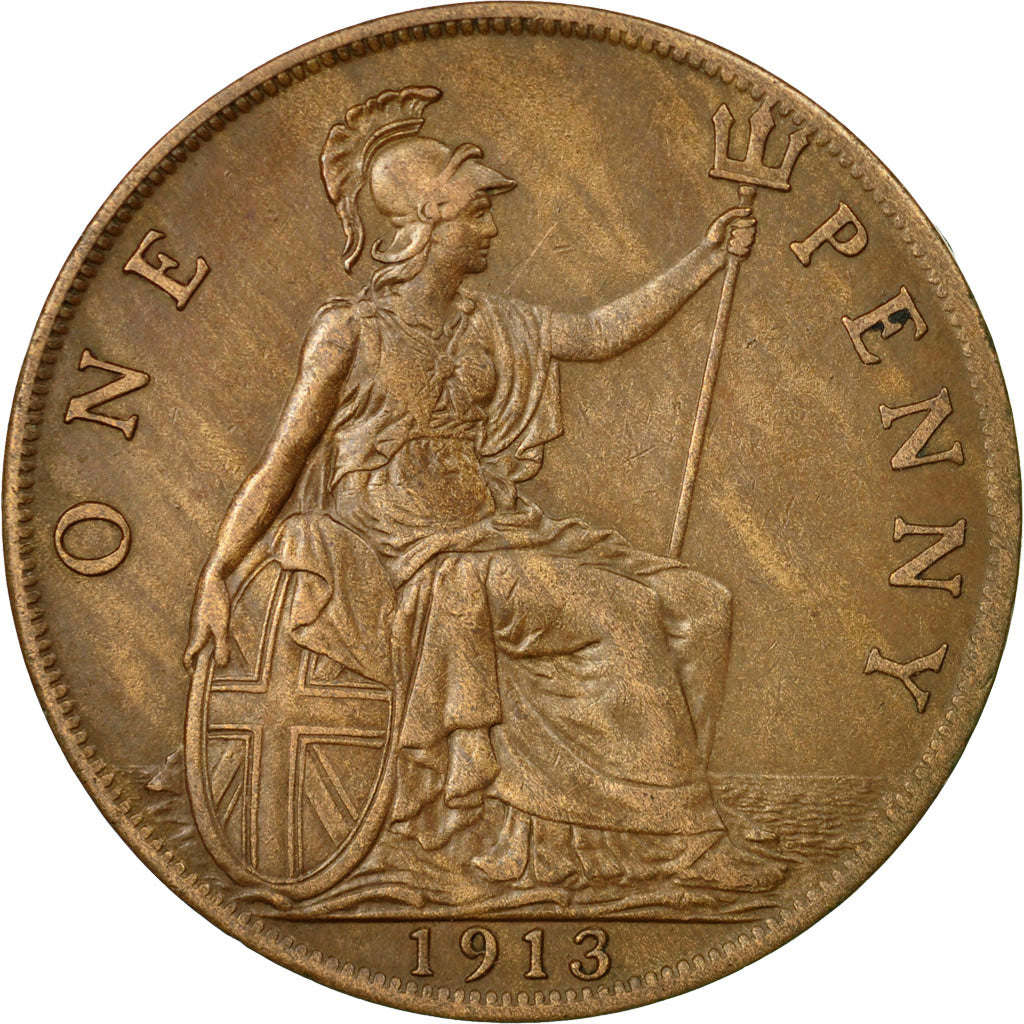 Coin, Great Britain, George V, Penny, 1913, EF(40-45), Bronze, KM:810
