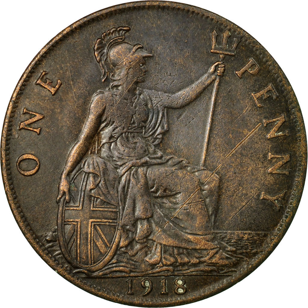 Coin, Great Britain, George V, Penny, 1918, EF(40-45), Bronze, KM:810