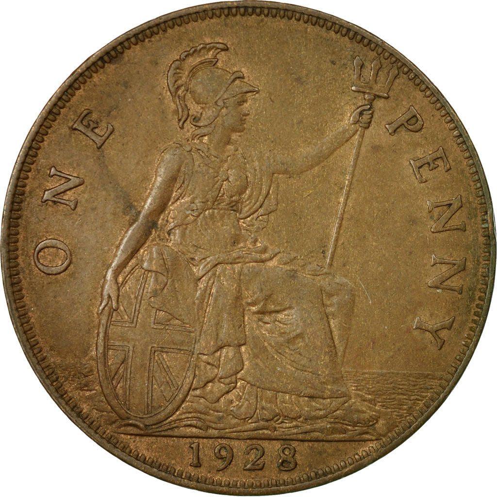 Coin, Great Britain, George V, Penny, 1928, EF(40-45), Bronze, KM:838