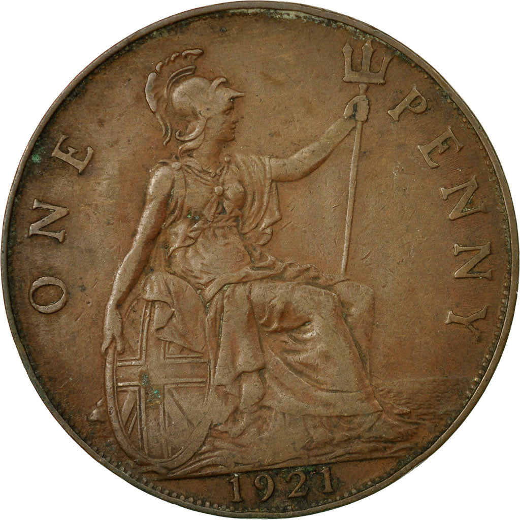 Coin, Great Britain, George V, Penny, 1921, VF(30-35), Bronze, KM:810