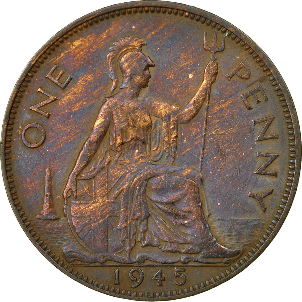 Coin, Great Britain, George VI, Penny, 1945, VF(30-35), Bronze, KM:845