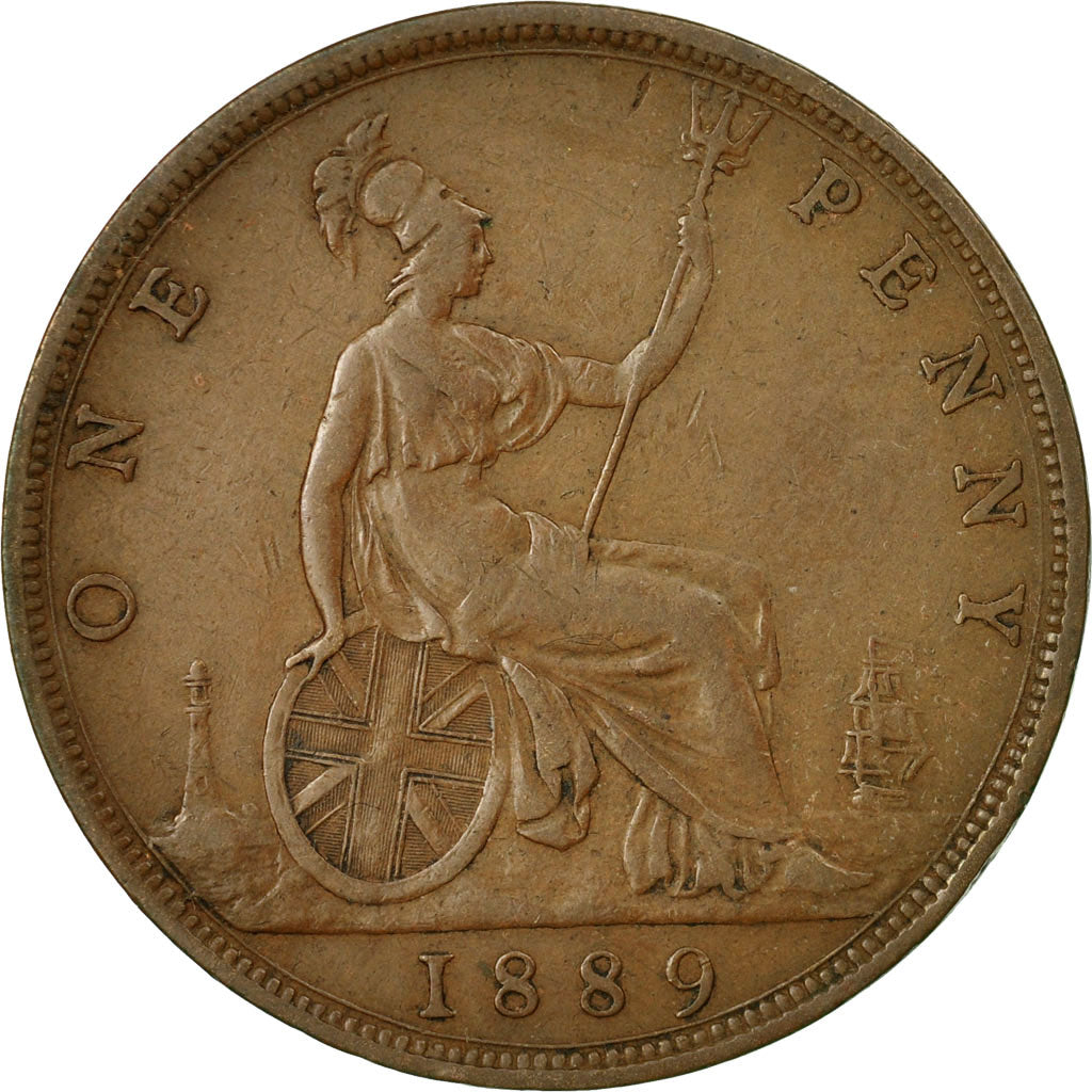 Coin, Great Britain, Victoria, Penny, 1889, EF(40-45), Bronze, KM:755