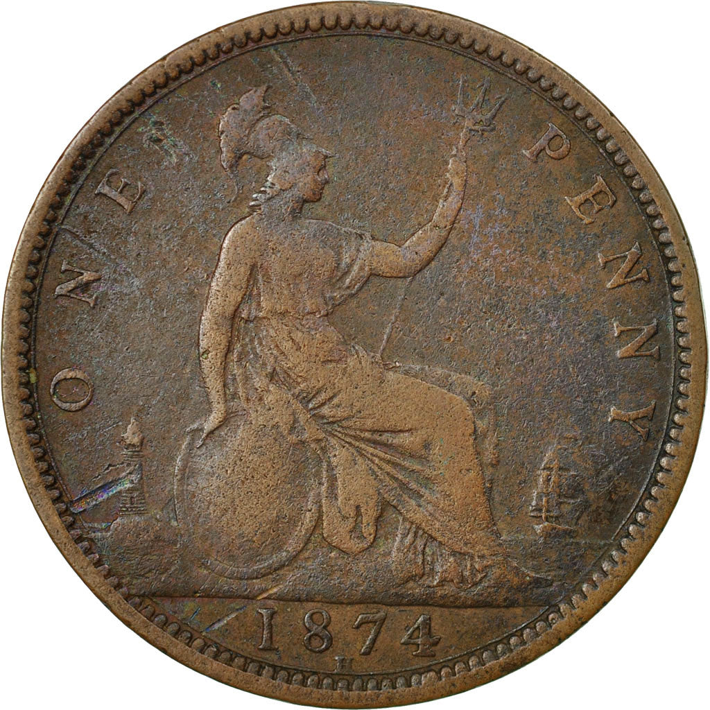 Coin, Great Britain, Victoria, Penny, 1874, EF(40-45), Bronze, KM:749.2
