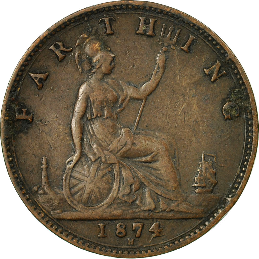 Coin, Great Britain, Victoria, Farthing, 1874, EF(40-45), Bronze, KM:753