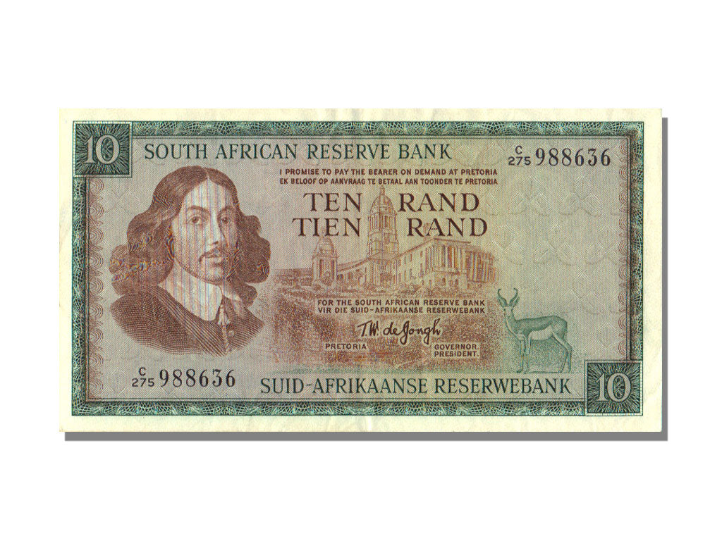 South Africa, 10 Rand, 1975, KM #113c, AU(50-53), C 275