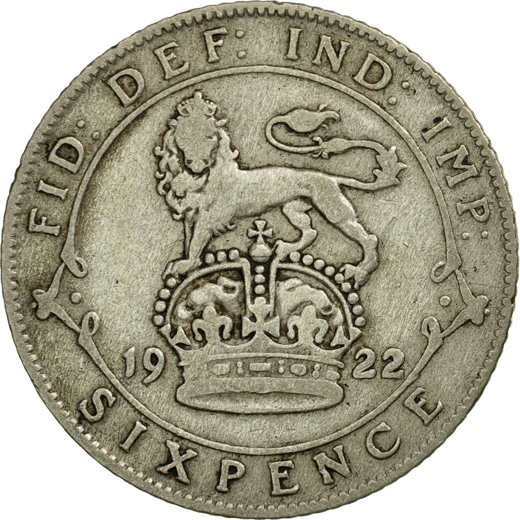 Coin, Great Britain, George V, 6 Pence, 1922, EF(40-45), Silver, KM:815a.1