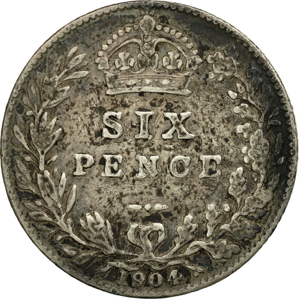 Coin, Great Britain, Edward VII, 6 Pence, 1904, VF(30-35), Silver, KM:799