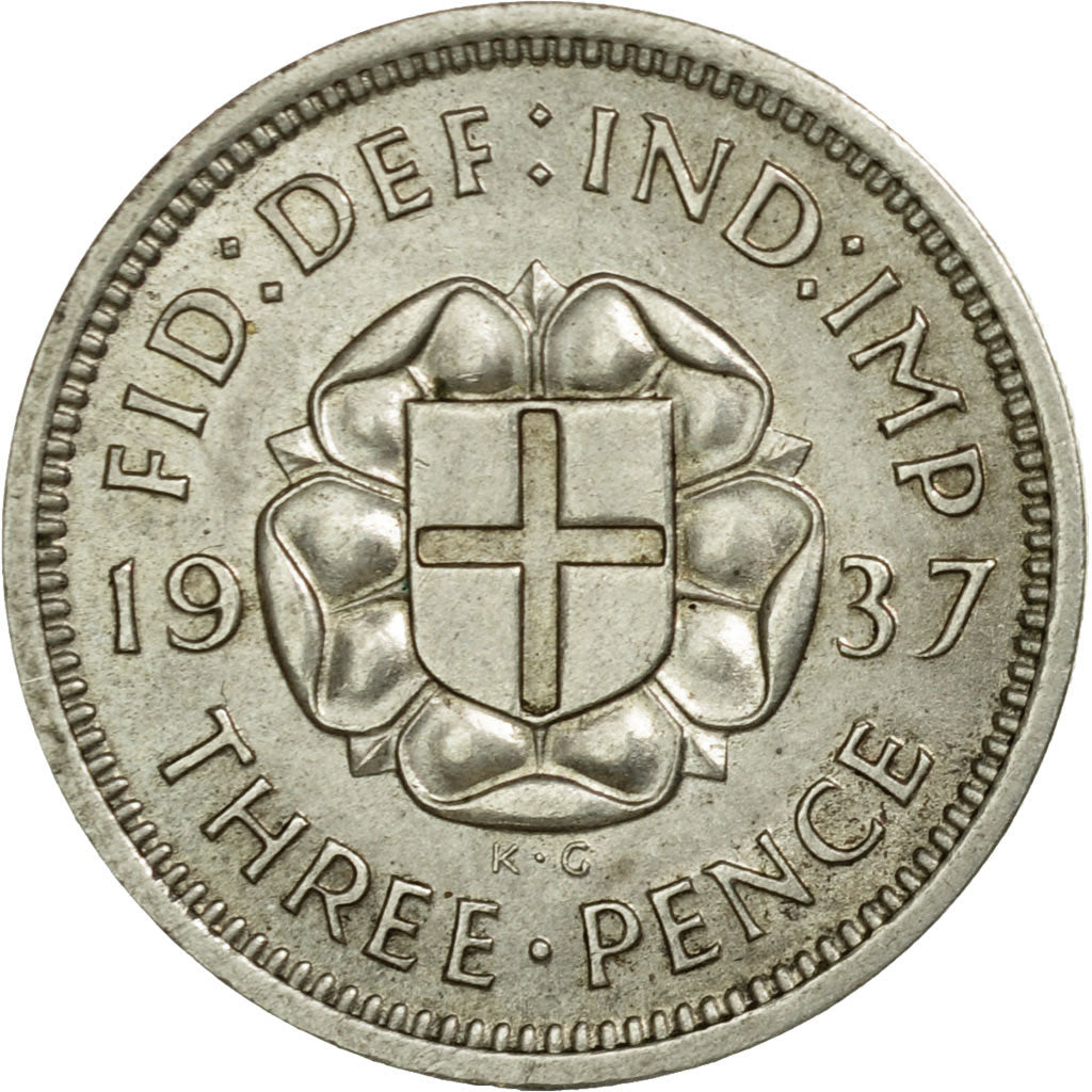 Coin, Great Britain, George VI, 3 Pence, 1937, AU(55-58), Silver, KM:848