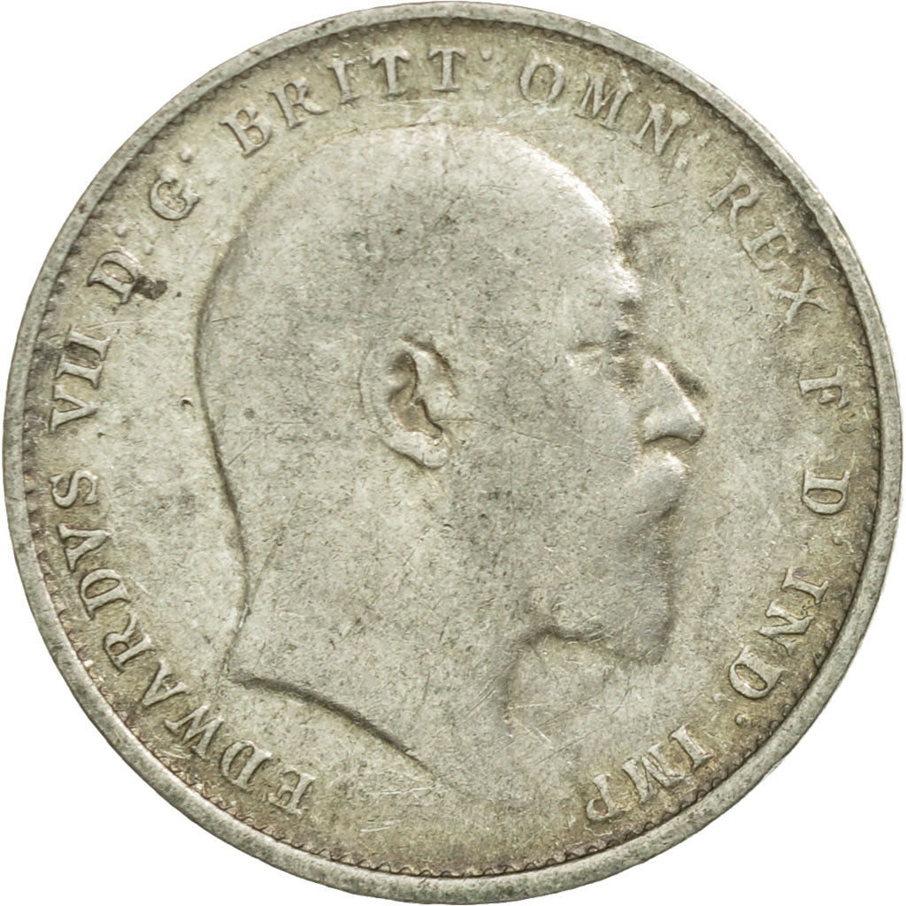 Coin, Great Britain, Edward VII, 3 Pence, 1908, EF(40-45), Silver, KM:797.2