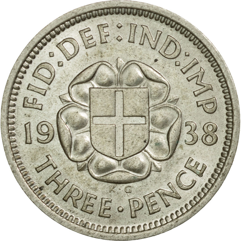 Coin, Great Britain, George VI, 3 Pence, 1938, EF(40-45), Silver, KM:848