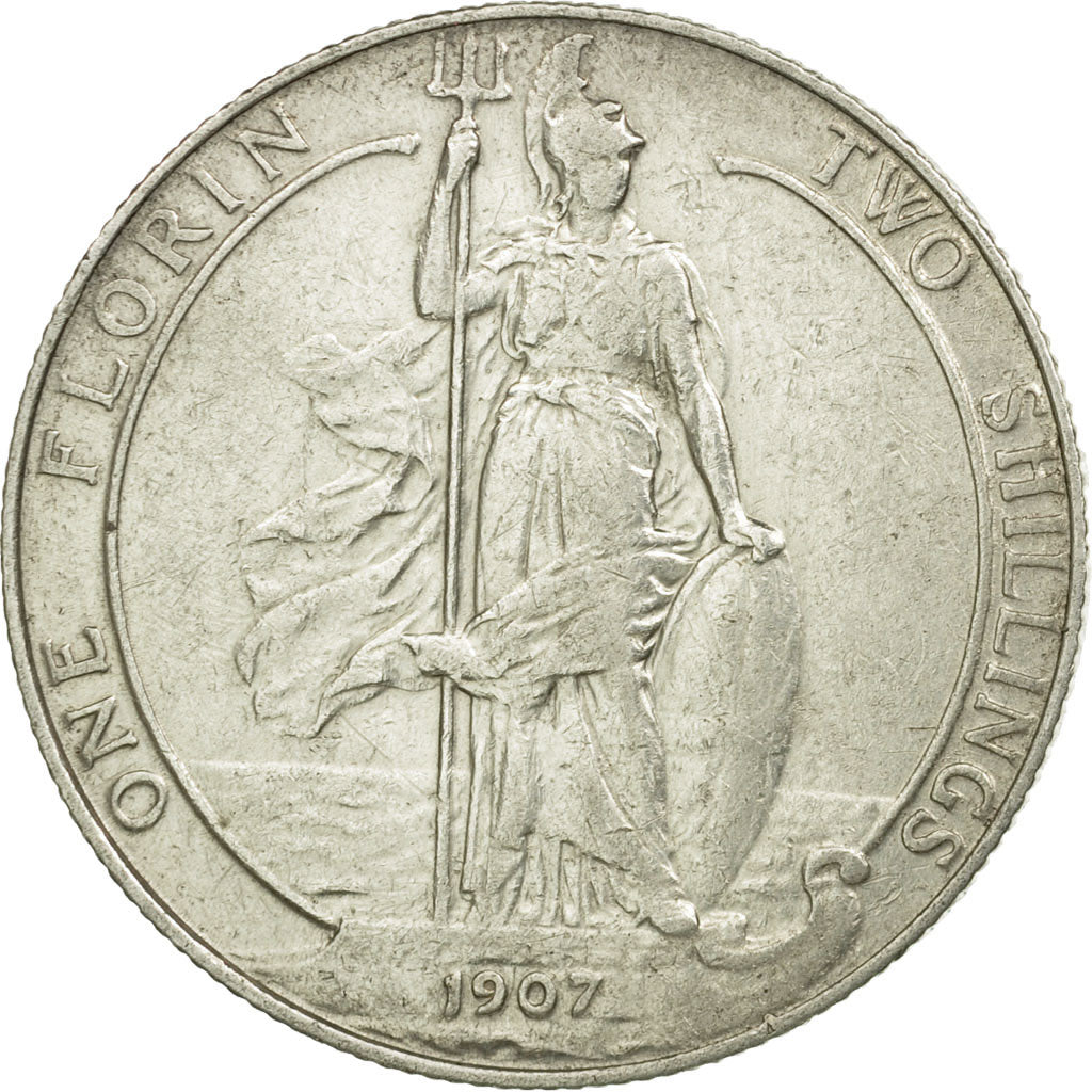 Coin, Great Britain, Edward VII, Florin, Two Shillings, 1907, EF(40-45), Silver