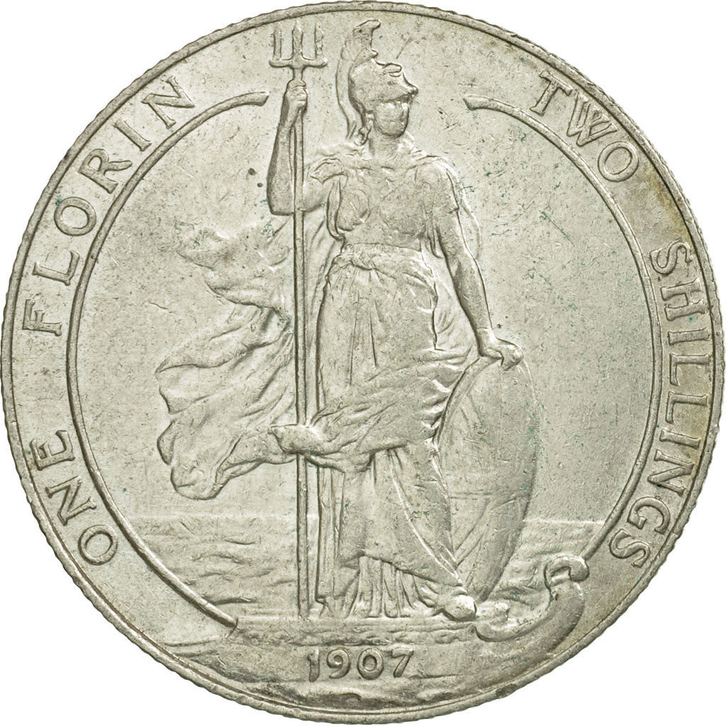 Coin, Great Britain, Edward VII, Florin, Two Shillings, 1907, EF(40-45), Silver