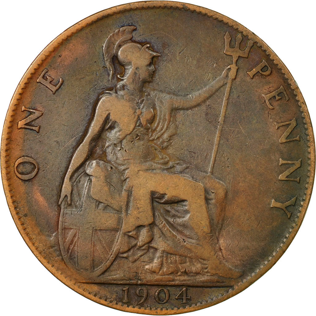 Coin, Great Britain, Edward VII, Penny, 1904, EF(40-45), Bronze, KM:794.2