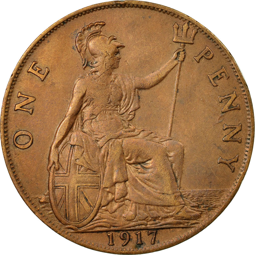 Coin, Great Britain, Edward VII, Penny, 1917, EF(40-45), Bronze, KM:794.2