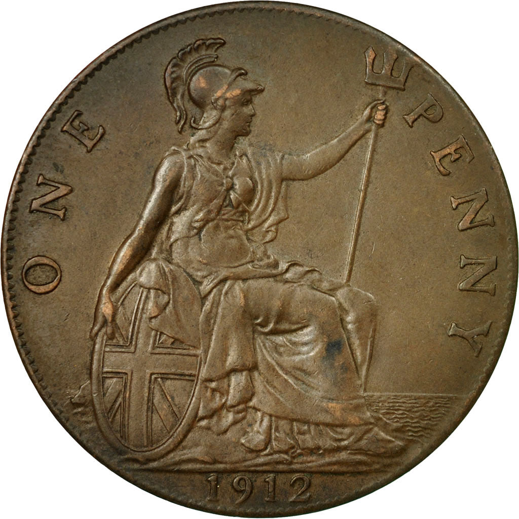 Coin, Great Britain, George V, Penny, 1912, AU(55-58), Bronze, KM:810