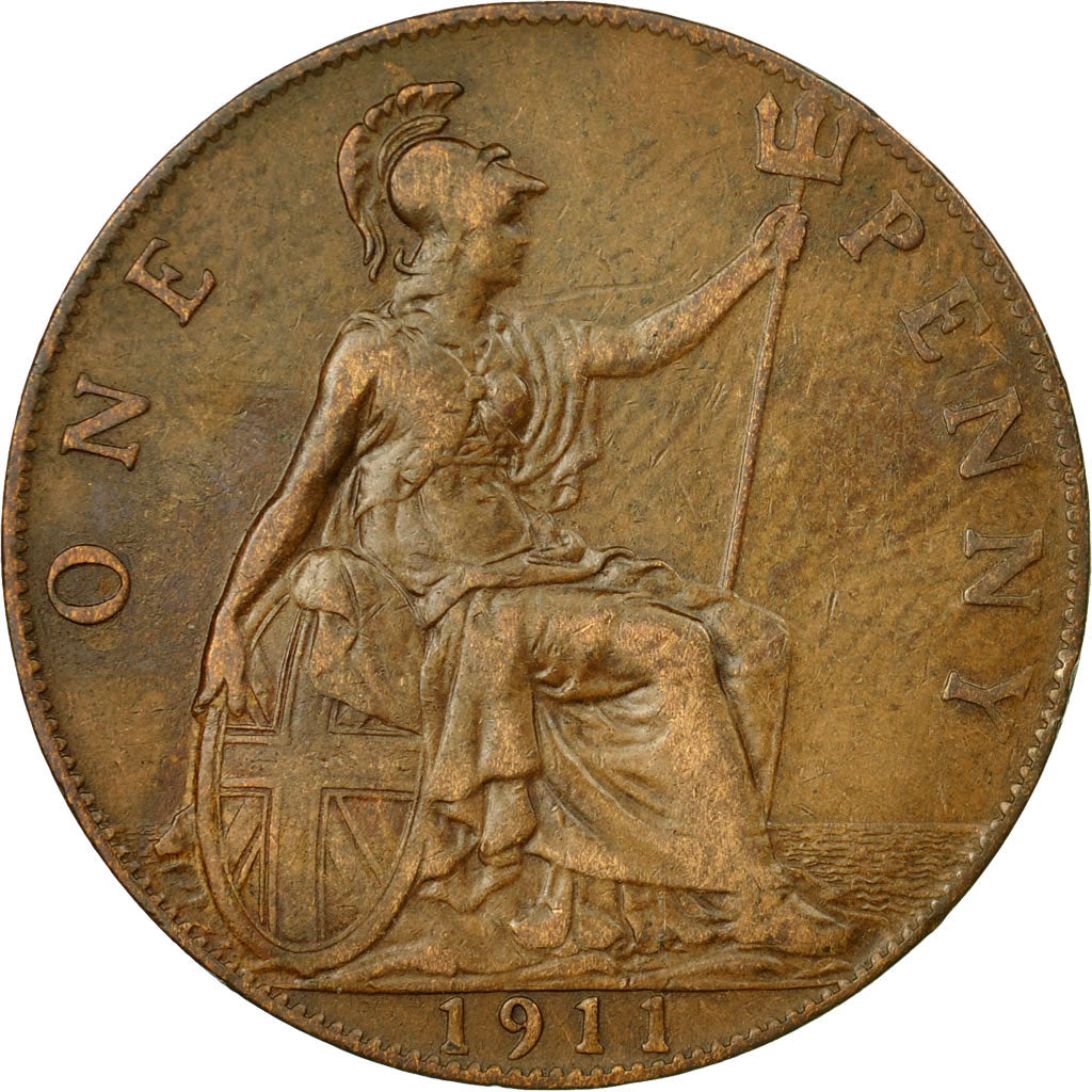 Coin, Great Britain, George V, Penny, 1911, EF(40-45), Bronze, KM:810