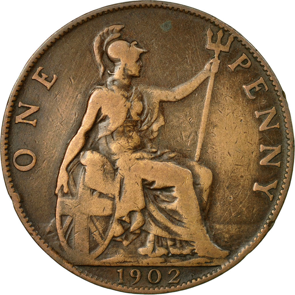 Coin, Great Britain, Edward VII, Penny, 1902, EF(40-45), Bronze, KM:794.2