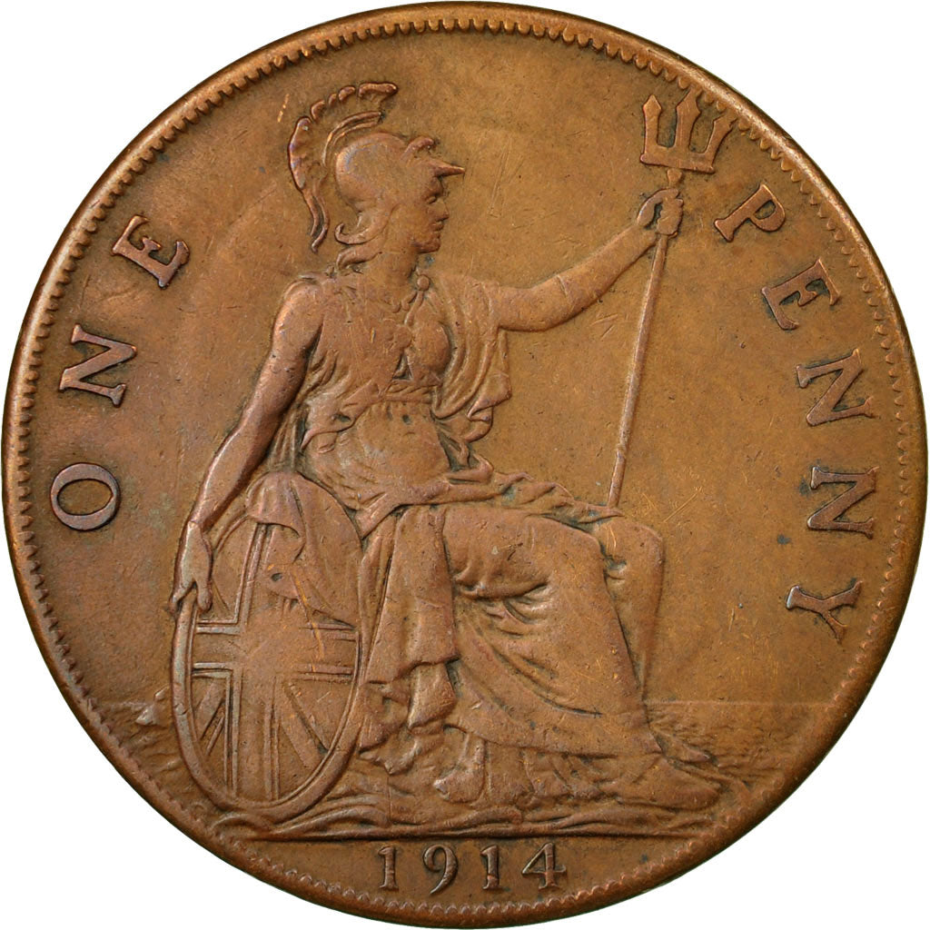 Coin, Great Britain, George V, Penny, 1914, EF(40-45), Bronze, KM:810