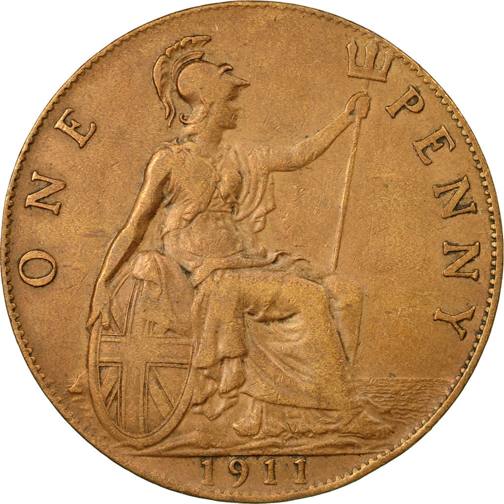 Coin, Great Britain, George V, Penny, 1911, EF(40-45), Bronze, KM:810